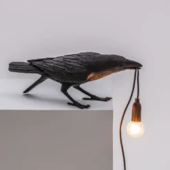 SELETTI Bird Lamp LED-Tischlampe spielend, schwarz