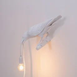 SELETTI Bird Lamp LED-Wandlampe, Blick links, weiß