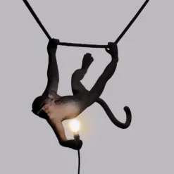 SELETTI Monkey Lamp, Breite 44 cm, schwarz, Stecker, IP44