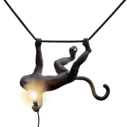 SELETTI Monkey Lamp, Breite 44 cm, schwarz, Stecker, IP44