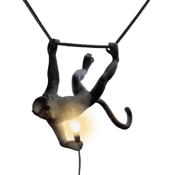 SELETTI Monkey Lamp, Breite 44 cm, schwarz, Stecker, IP44