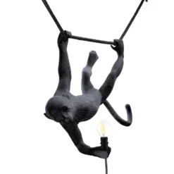 SELETTI Monkey Lamp, Breite 44 cm, schwarz, Stecker, IP44