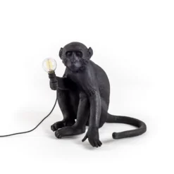 SELETTI Monkey Lamp Terrassenlampe sitzend schwarz