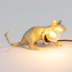SELETTI Mouse Lamp LED-Dekolampe USB liegend gold