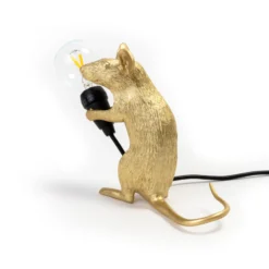 SELETTI Mouse Lamp LED-Dekolampe USB sitzend gold