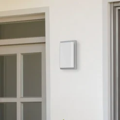 Sensor-Außenwandlampe 059, Edelstahl Opalglas 29 cm IP44 E27