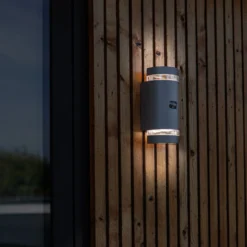 Sensor-Außenwandlampe FOCUS ROUND, dunkelgrau, 2 x GU10 IP44