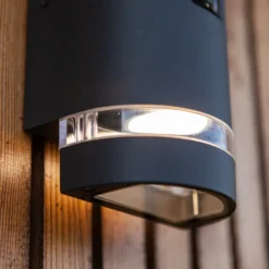 Sensor-Außenwandlampe FOCUS ROUND, dunkelgrau, 2 x GU10 IP44