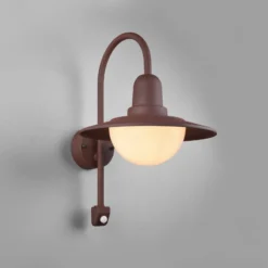 Sensor-Außenwandlampe NORMAN, rost, Ø 30 cm Metall/Glas IP44