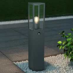 Sensor-Wegelampe GARONNE, anthrazit, Höhe 80 cm, Metall IP44