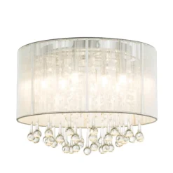 Silberne LED-Deckenleuchte Sierra mit Behang