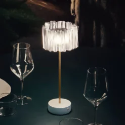 Slamp Accordéon Battery Tischlampe prisma/weiß