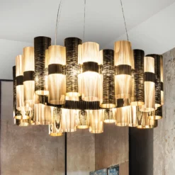 Slamp La Lollo L LED-Hängelampe, Ø80cm, gold