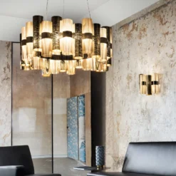Slamp La Lollo L LED-Hängelampe, Ø80cm, gold