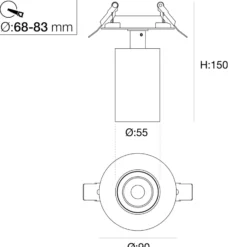 SLC LED-Einbauspot Art, 1-flammig, weiß, 3.000 K, Aluminium