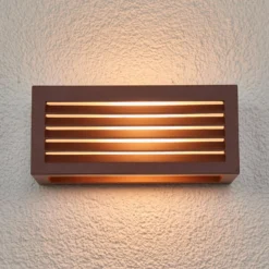 SLV Box L E27 Außenwandleuchte, rostbraun