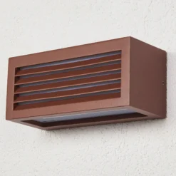 SLV Box L E27 Außenwandleuchte, rostbraun
