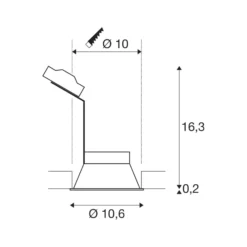 SLV Einbaulampe Horn, QPAR51, schwarz, Aluminium, Ø 10,5 cm