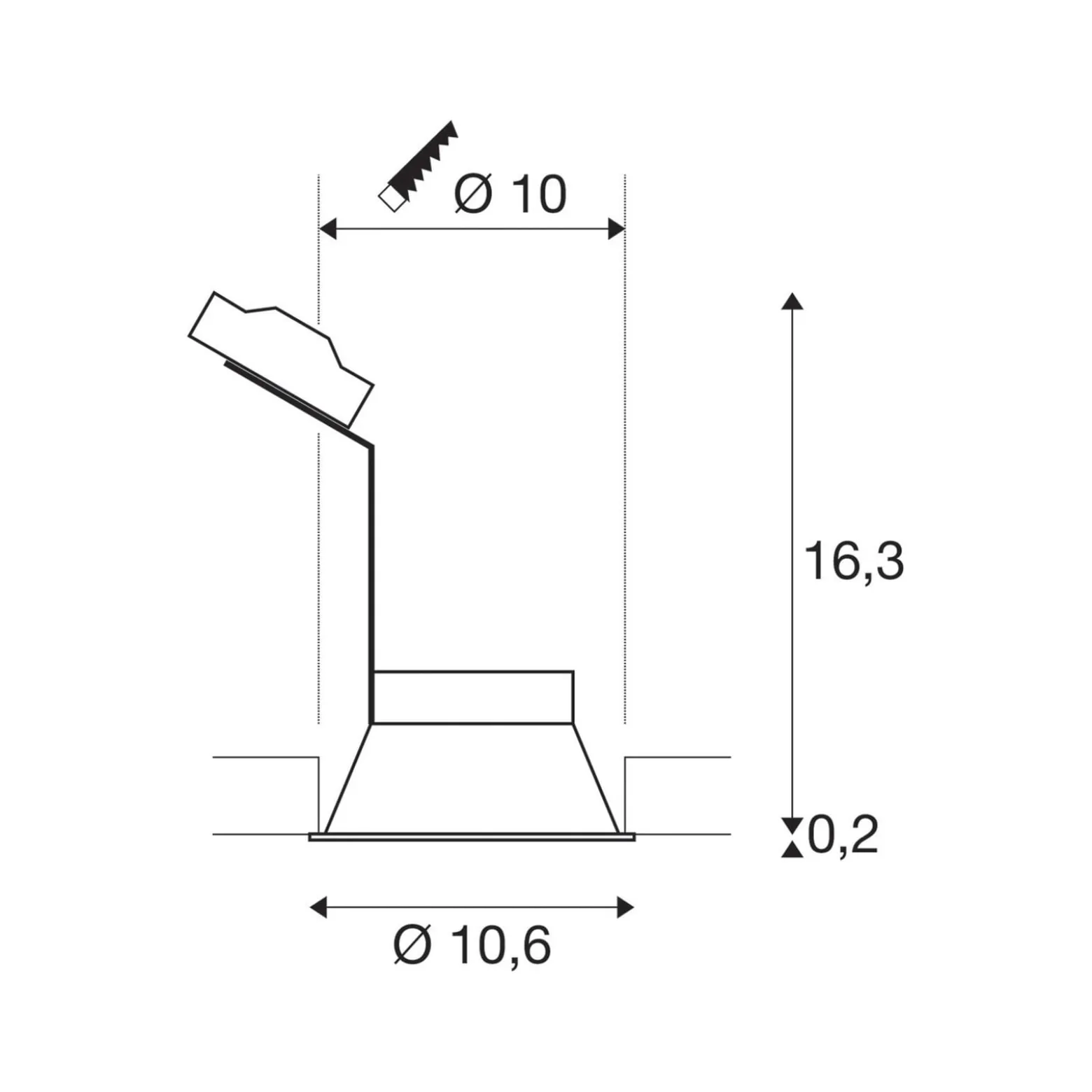 SLV Einbaulampe Horn, QPAR51, schwarz, Aluminium, Ø 10,5 cm