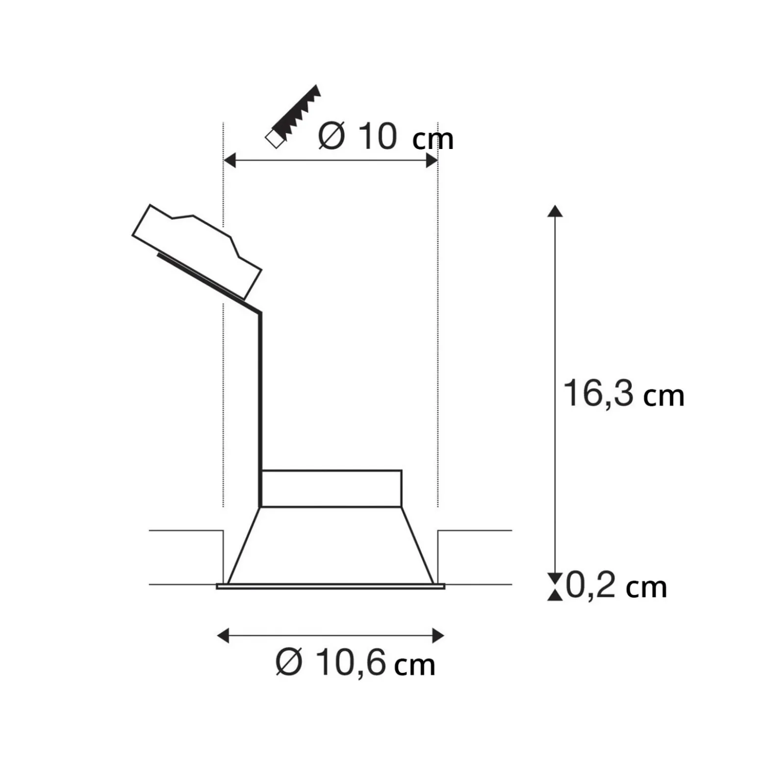SLV Einbaulampe Horn, QPAR51, weiß, Aluminium, Ø 10,5 cm