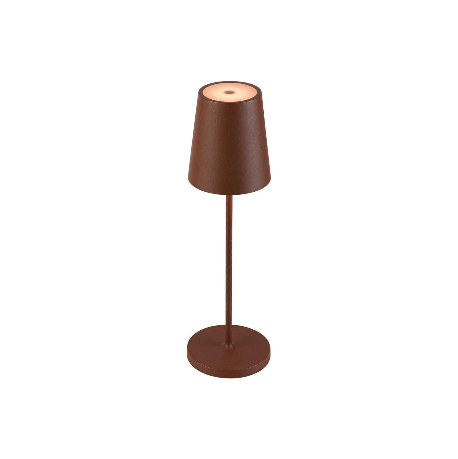 SLV LED-Akkulampe Vinolina Two, rostfarben, Alu, Ø 11 cm