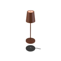 SLV LED-Akkulampe Vinolina Two, rostfarben, Alu, Ø 11 cm