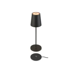 SLV LED-Akkulampe Vinolina Two, schwarz, Alu, Ø 11 cm, IP65