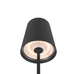 SLV LED-Akkulampe Vinolina Two, schwarz, Alu, Ø 11 cm, IP65