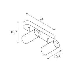 SLV LED-Deckenstrahler Noblo, schwarz, 3.000 K, Länge 24 cm