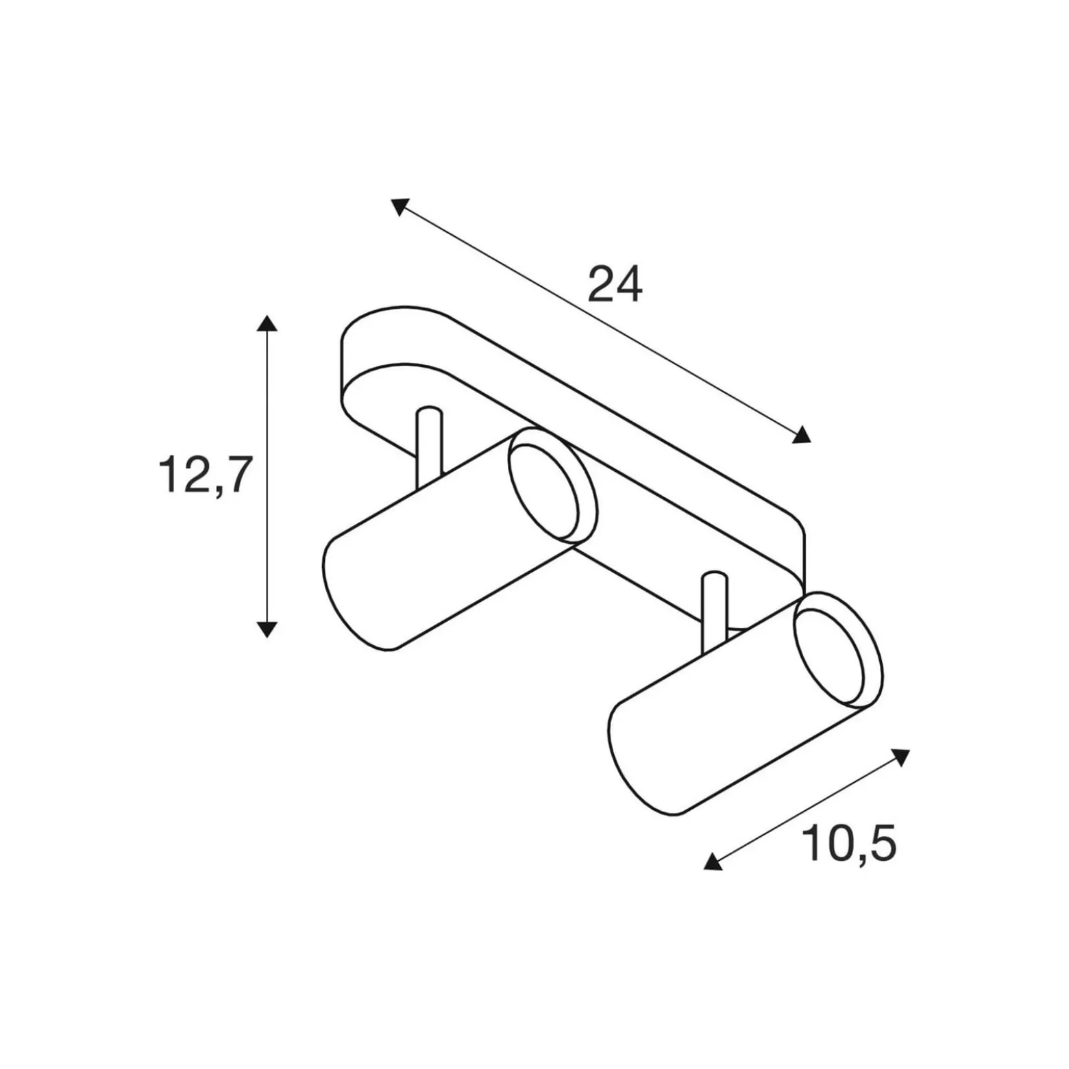 SLV LED-Deckenstrahler Noblo, schwarz, 3.000 K, Länge 24 cm