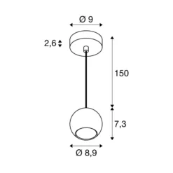 SLV Pendellampe Light Eye 90, schwarz, Ø 9 cm, Metall