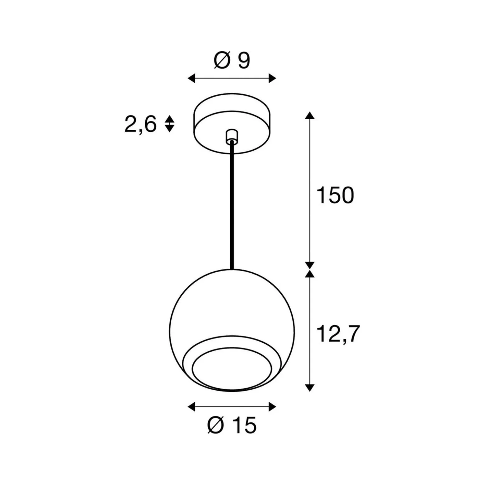 SLV Pendellampe Light Eye 150, weiß, Ø 15 cm, Metall