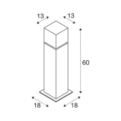 SLV Sockellampe Square Pole, Höhe 60 cm, grau, Edelstahl