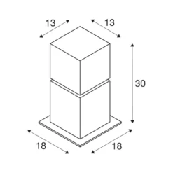 SLV Sockellampe Square Pole, Höhe 30 cm, grau, Edelstahl