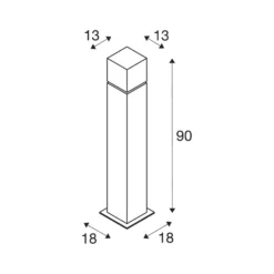 SLV Wegeleuchte Square Pole, Höhe 90 cm, grau, edelstahl