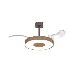 Smart LED-Deckenventilator Coin, holz/schwarz, DC, leise