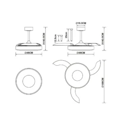 Smart LED-Deckenventilator Coin, holz/schwarz, DC, leise
