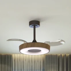 Smart LED-Deckenventilator Coin, holz/schwarz, DC, leise