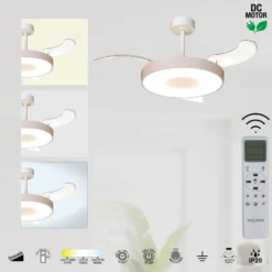 Smart LED-Deckenventilator Coin Mini, beige/weiß, DC, leise