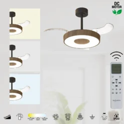 Smart LED-Deckenventilator Coin Mini holz/schwarz DC leise
