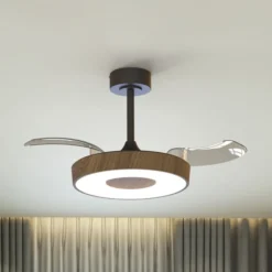 Smart LED-Deckenventilator Coin Mini holz/schwarz DC leise