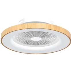 Smart LED-Deckenventilator Tibet, holzfarben, leise, Ø 65 cm