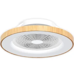 Smart LED-Deckenventilator Tibet, holzfarben, leise, Ø 65 cm