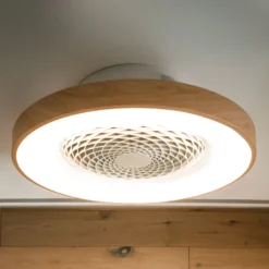 Smart LED-Deckenventilator Tibet, holzfarben, leise, Ø 65 cm