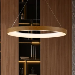 Smart LED-Hängeleuchte Niseko II, Ø 65 cm, holzfarben, CCT