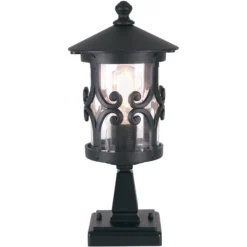 Sockellampe Hereford, schwarz, Aluminium, Glas, Höhe 34 cm