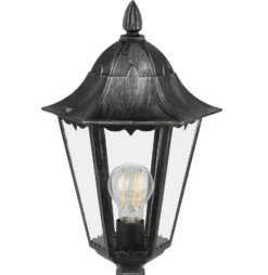 Sockellampe Navedo, schwarz/silber, Höhe 47 cm