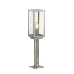 Sockelleuchte Box II, 50 cm hoch, silber/klar, Glas, IP44