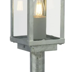 Sockelleuchte Box II, 50 cm hoch, silber/klar, Glas, IP44