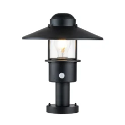 Sockelleuchte Klampenborg, schwarz, PIR-Sensor, IP44